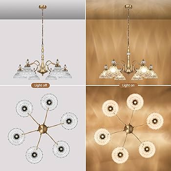 ZXFDWB 6-Light Chandeliers Light Fixture Vintage Crystal